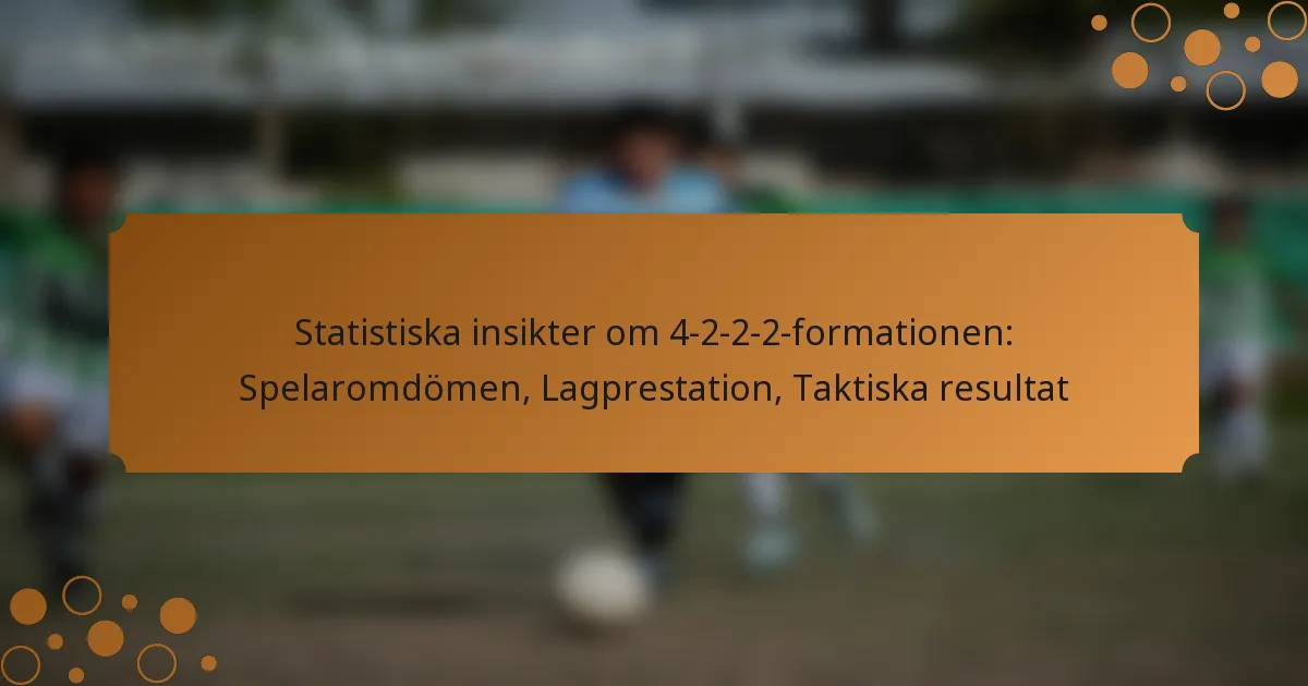 Statistiska insikter om 4-2-2-2-formationen: Spelaromdömen, Lagprestation, Taktiska resultat